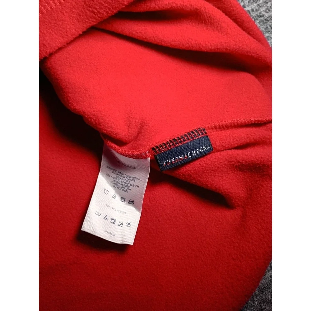 Vintage Lands' End Men's Red Fleece ThermaCheck 1/4 Zip Sweater Size XL/T